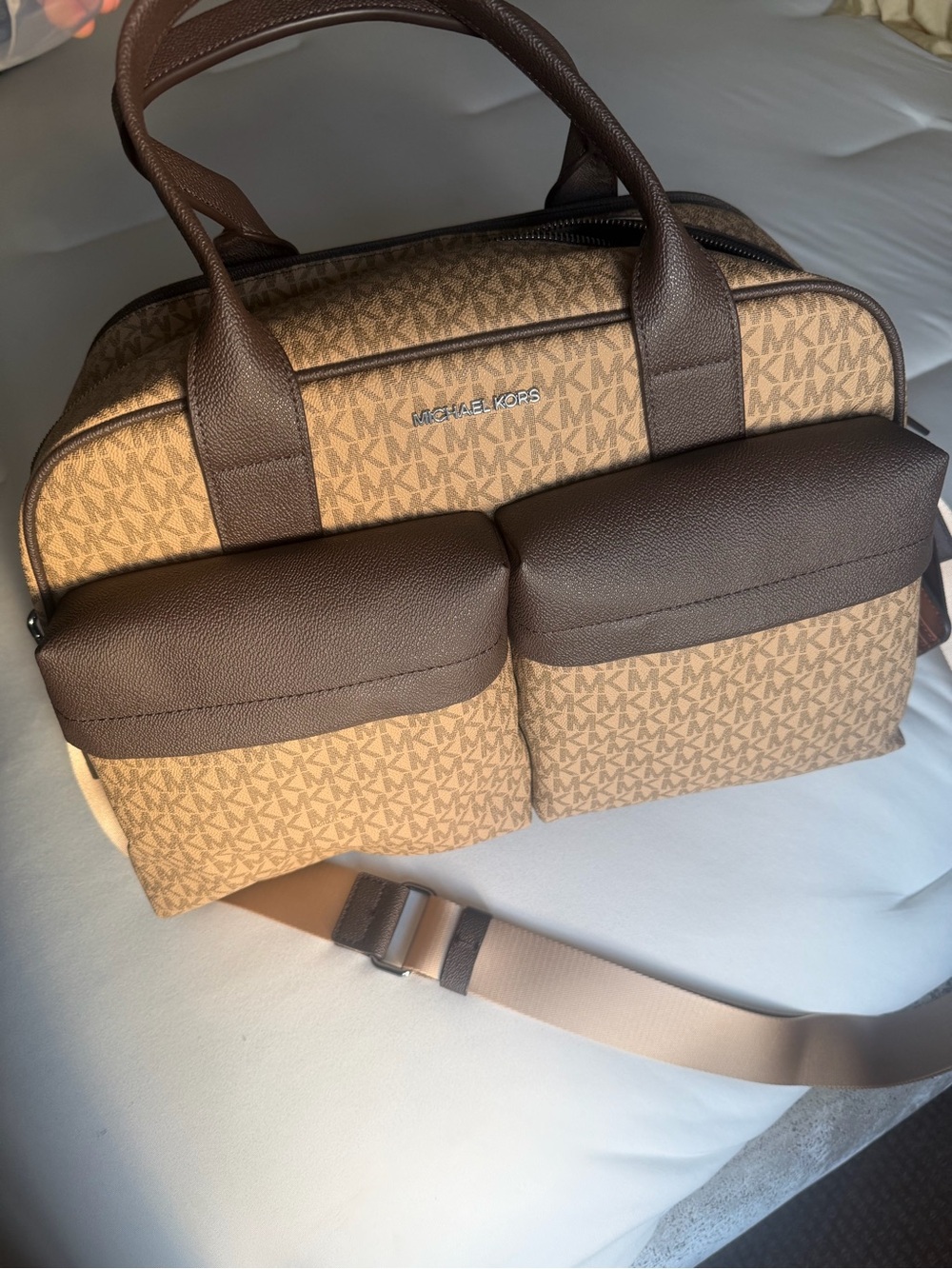 Michael Kors Brown Logo Laptop Bag with Front Pockets
